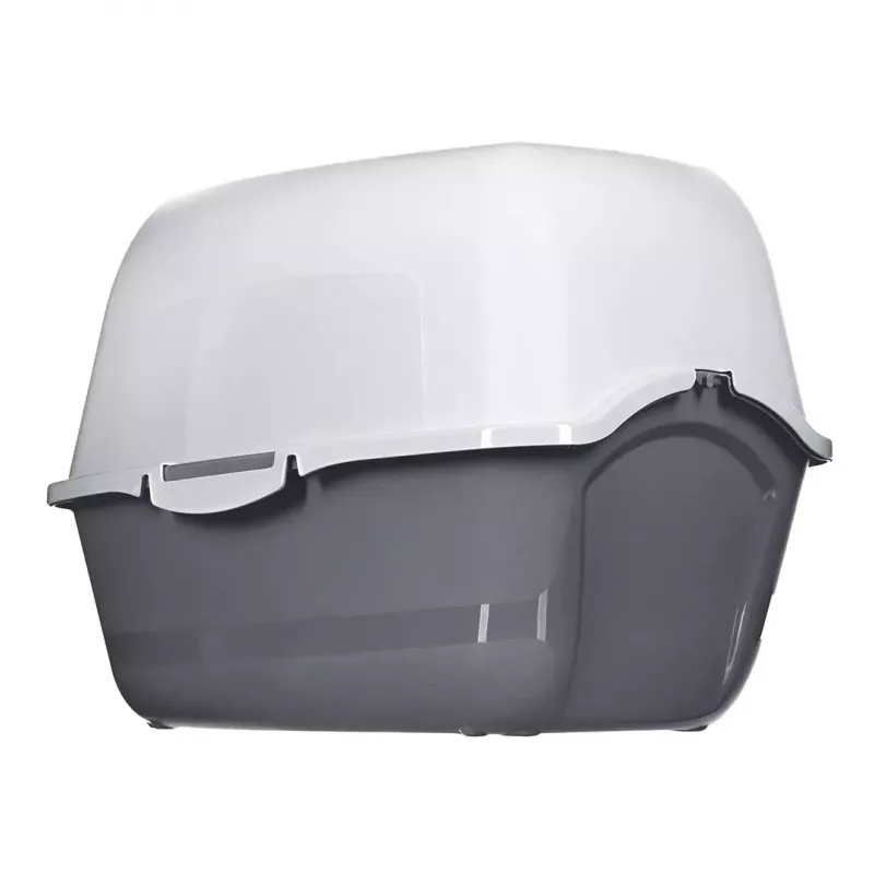Uždaras katės tualetas DIAMENTIQ BAYA šviesiai pilka/tamsiai pilka 55,5×40×38,7 cm, plastikas, reversinės durelės