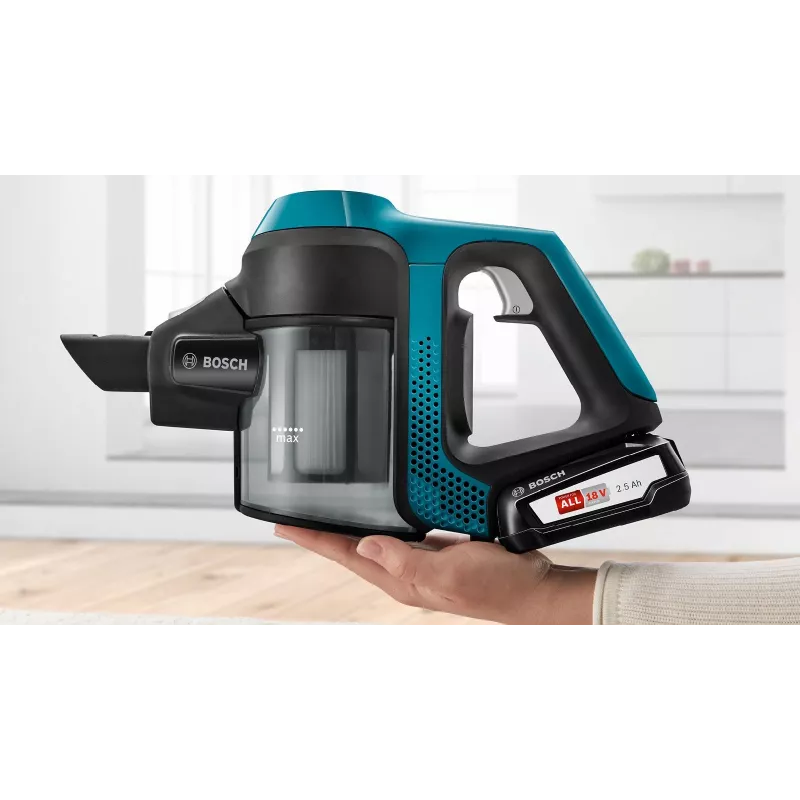 Bosch Serie 6 BBS611LAG belaidis 2-in-1 šluotinis siurblys, 0,3 L, 2,5 Ah, mėlynas