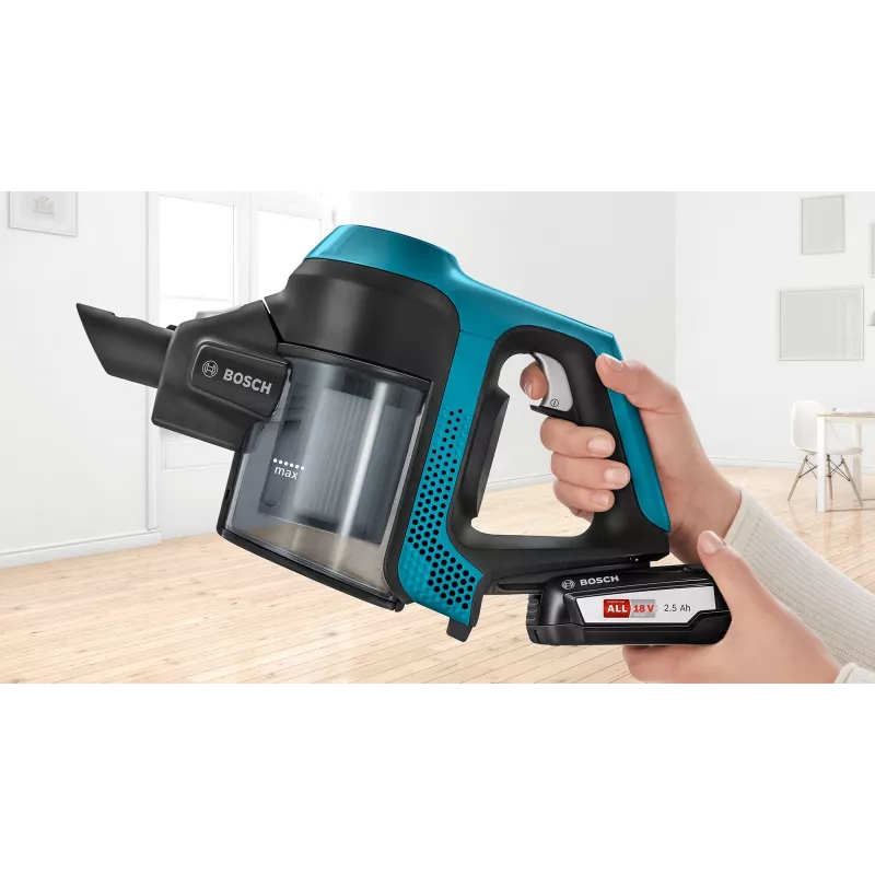 Bosch Serie 6 BBS611LAG belaidis 2-in-1 šluotinis siurblys, 0,3 L, 2,5 Ah, mėlynas
