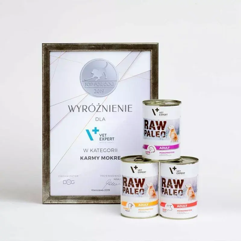 Šlapias šunų ėdalas VETEXPERT RAW PALEO Adult Monoprotein Turkey 400 g, be glitimo ir sojos, tinka netoleruojantiems grūdų