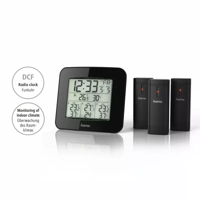 Hama EWS-Trio orų stotis su trimis jutikliais, juoda