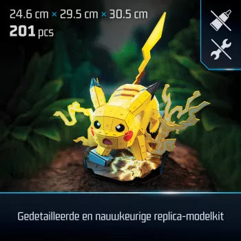 4D Build Pokémon Pikachu 3D modelio rinkinys, Kanto pirmųjų partnerių kolekcija, 201 detalė, nuo 12 metų