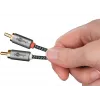 Garso kabelis Goobay 65285 3,5 mm lizdas – 2×RCA kištukai, 1 m, variniai laidai, auksuoti kontaktai, magnetinis ekranavimas (juodas/sidabrinis)