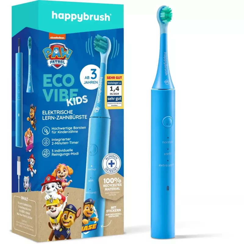 Elektrinis dantų šepetėlis vaikams Happybrush ECO VIBE KIDS Paw Patrol