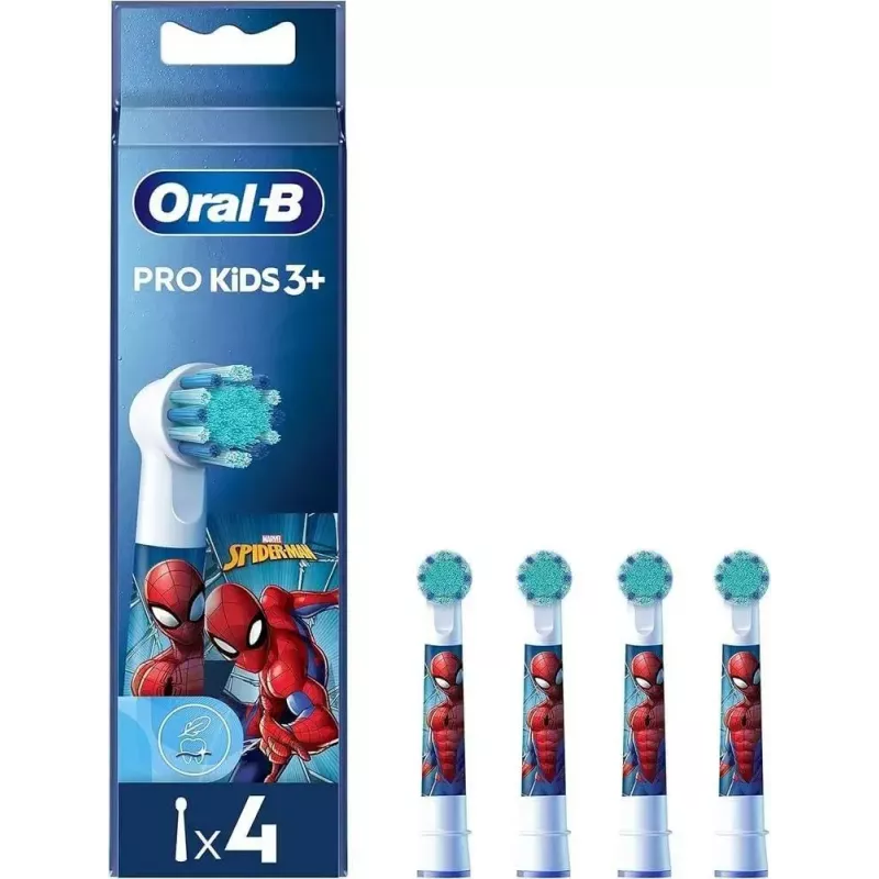Dantų šepetėlių antgaliai Oral-B Kids Spider-Man 4 vnt., įvairiaspalviai, balti