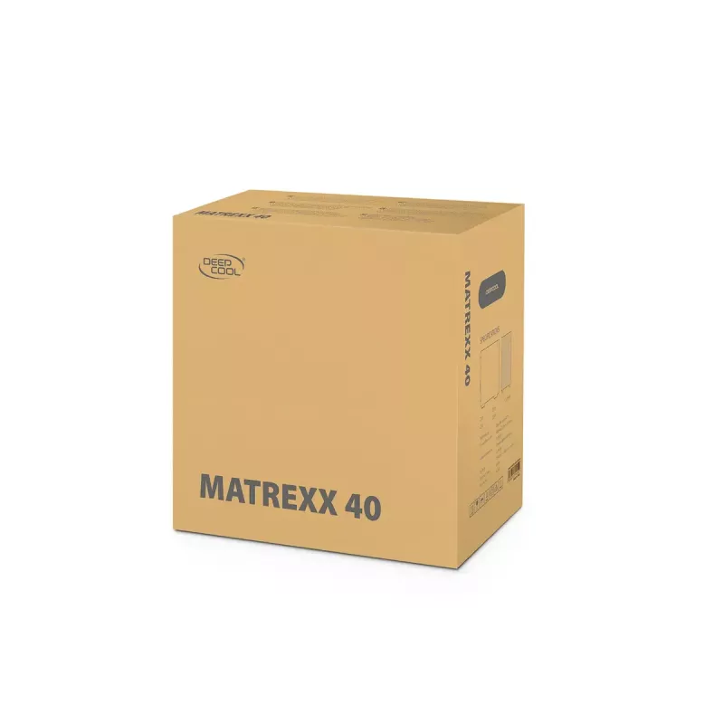Korpusas DeepCool MATREXX 40 3FS Micro Tower — Micro ATX/Mini-ITX, grūdintas stiklas, 3x140/2x120 ventiliatoriai, GPU iki 320 mm, 2x3.5 colio + 2x2.5 colio, juodas