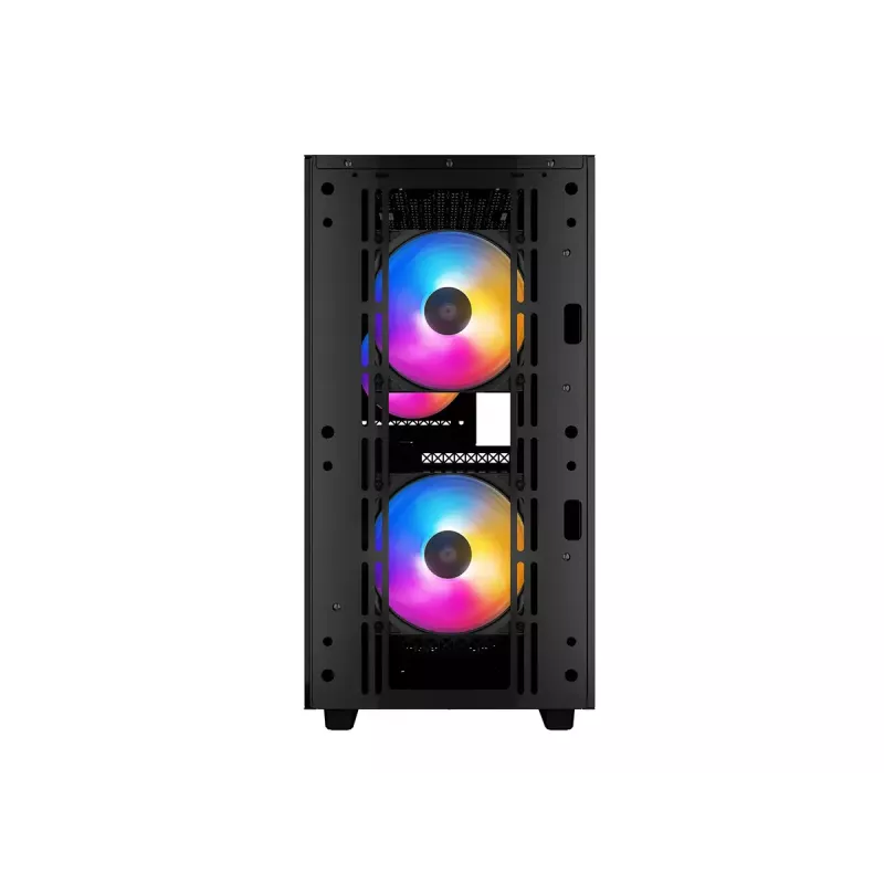 Korpusas DeepCool MATREXX 40 3FS Micro Tower — Micro ATX/Mini-ITX, grūdintas stiklas, 3x140/2x120 ventiliatoriai, GPU iki 320 mm, 2x3.5 colio + 2x2.5 colio, juodas