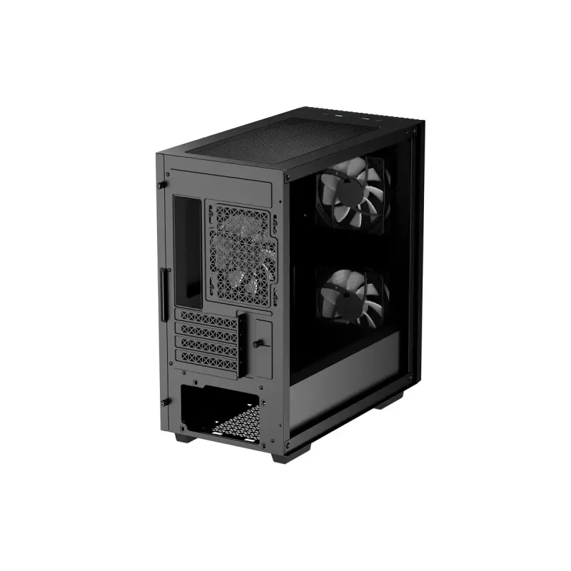 Korpusas DeepCool MATREXX 40 3FS Micro Tower — Micro ATX/Mini-ITX, grūdintas stiklas, 3x140/2x120 ventiliatoriai, GPU iki 320 mm, 2x3.5 colio + 2x2.5 colio, juodas