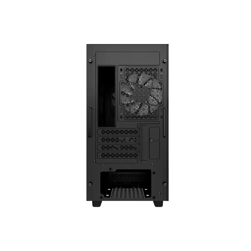Korpusas DeepCool MATREXX 40 3FS Micro Tower — Micro ATX/Mini-ITX, grūdintas stiklas, 3x140/2x120 ventiliatoriai, GPU iki 320 mm, 2x3.5 colio + 2x2.5 colio, juodas