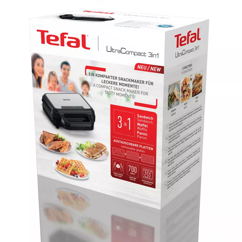 Sumuštinių keptuvė Tefal SW383D10 700 W juoda, nerūdijantis plienas