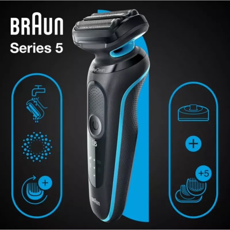 Braun Series 5 51-M4500cs folijos skustuvas juodas, mėlynas