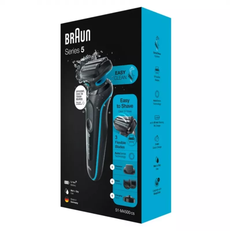 Braun Series 5 51-M4500cs folijos skustuvas juodas, mėlynas
