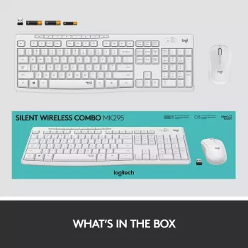 Belaidis klaviatūros ir pelės rinkinys Logitech MK295 Silent (baltas, AZERTY)
