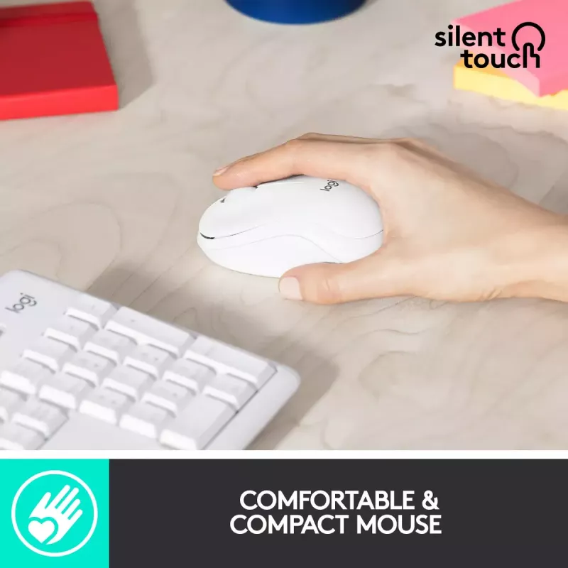 Belaidis klaviatūros ir pelės rinkinys Logitech MK295 Silent (baltas, AZERTY)