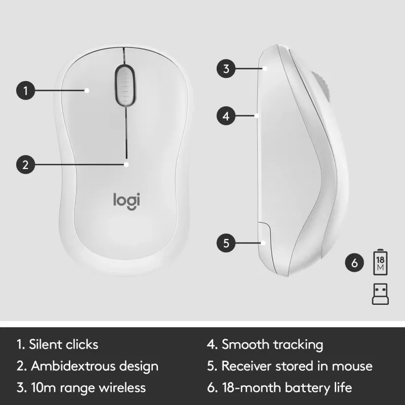 Belaidis klaviatūros ir pelės rinkinys Logitech MK295 Silent (baltas, AZERTY)