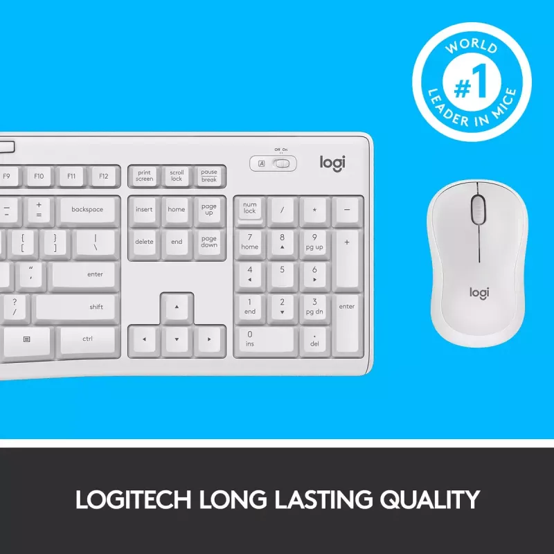 Belaidis klaviatūros ir pelės rinkinys Logitech MK295 Silent (baltas, AZERTY)
