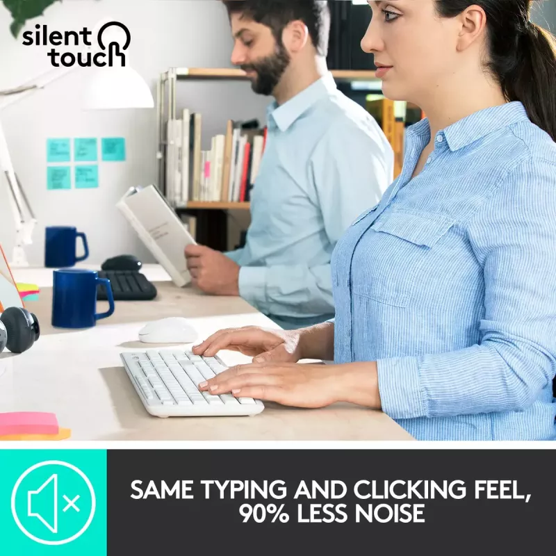 Belaidis klaviatūros ir pelės rinkinys Logitech MK295 Silent (baltas, AZERTY)