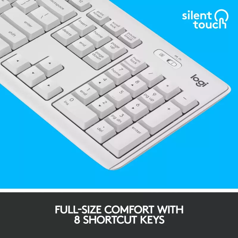 Belaidis klaviatūros ir pelės rinkinys Logitech MK295 Silent (baltas, AZERTY)