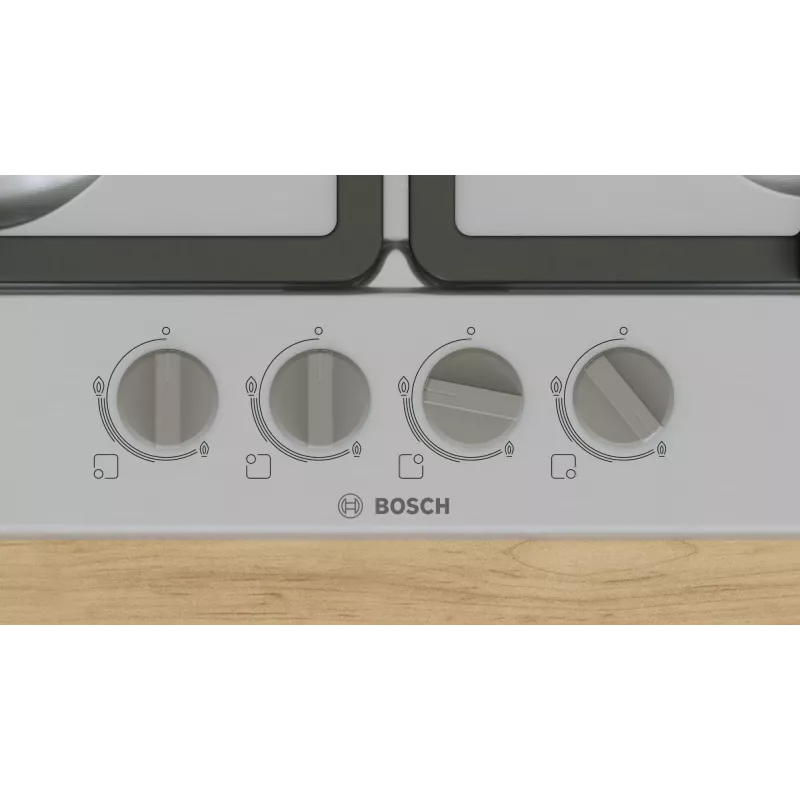 Įmontuojama dujinė kaitlentė Bosch Serie 4 PGH6B5K90, 4 zonų, nerūdijantis plienas, 60 cm, sukamieji valdikliai, wok degiklis