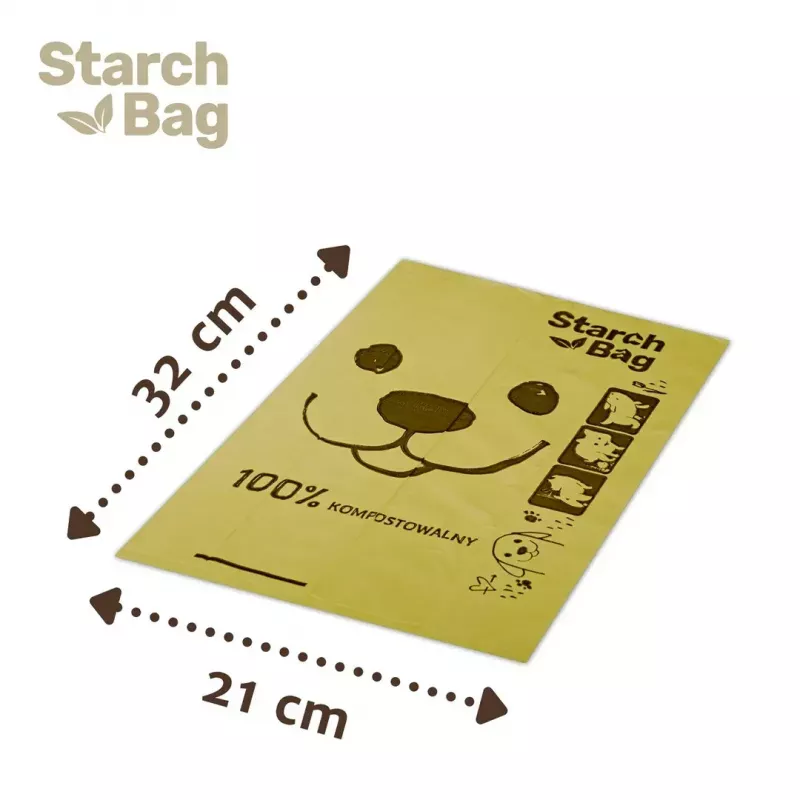 Kompostuojami šunų išmatų maišeliai Starch Bag STARCHBAG BIO alyviniai, augaliniai pluoštai, 8 × 15 vnt