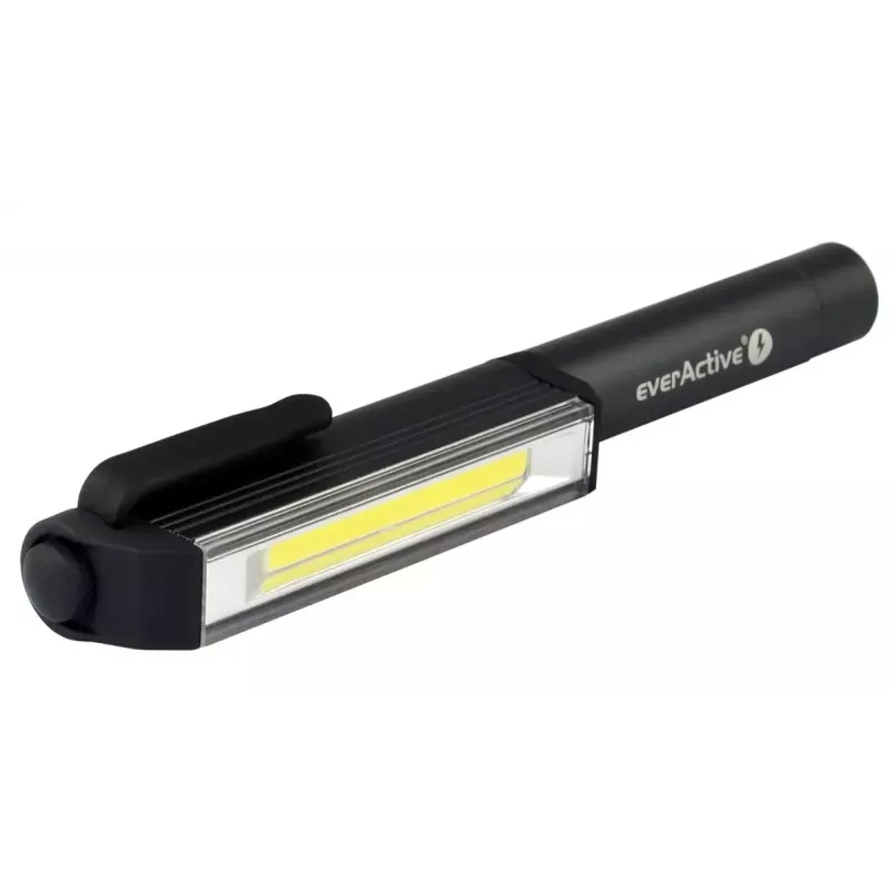 Žibintuvėlis segtuku everActive WL200, 3 W 200 lm, aliumininis korpusas, IPX4, 3×AAA, ilgis 161,7 mm, juodas