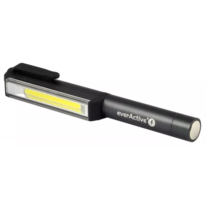 Žibintuvėlis segtuku everActive WL200, 3 W 200 lm, aliumininis korpusas, IPX4, 3×AAA, ilgis 161,7 mm, juodas