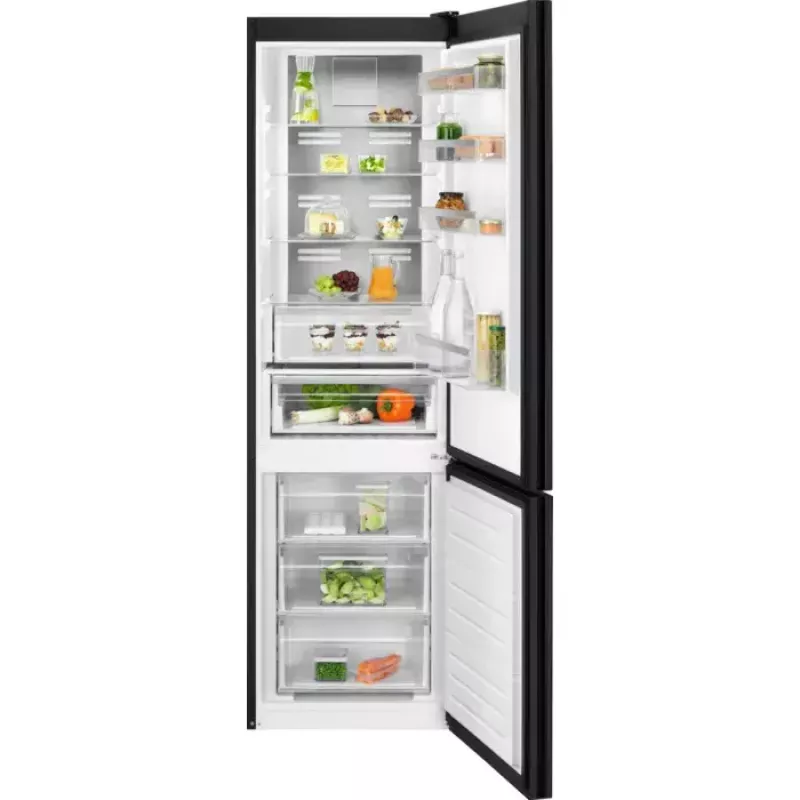 Electrolux LNT7ME36K2 šaldytuvas su šaldikliu, 367 l (šaldytuvas 266 l, šaldiklis 101 l), apatinė šaldymo kamera, No Frost, energijos klasė E, juodas
