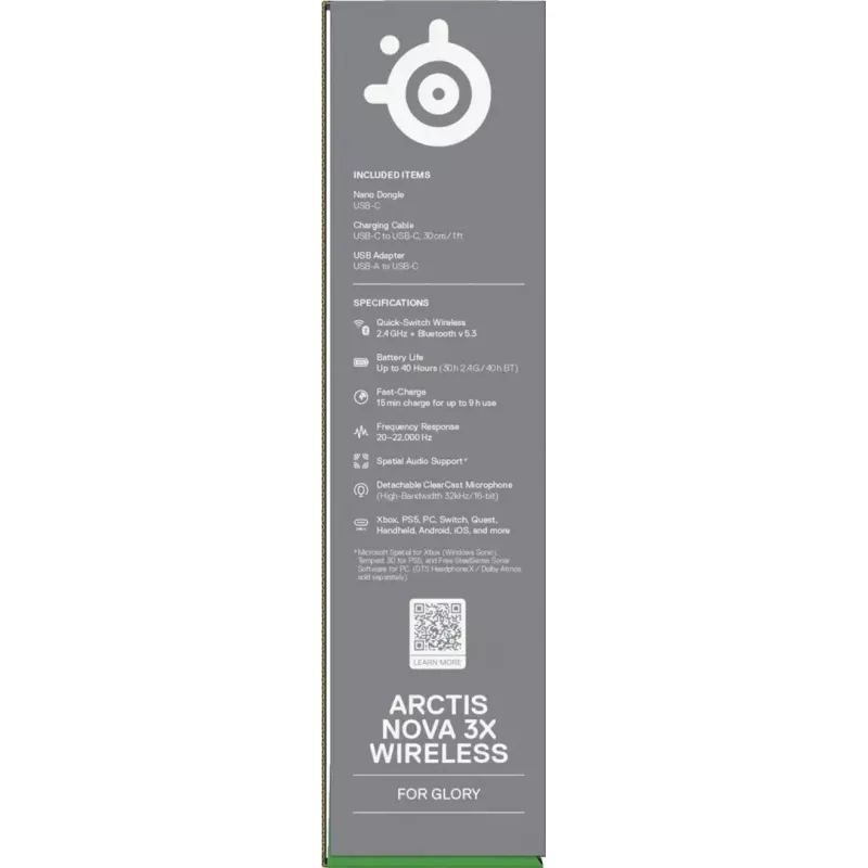 Ausinės STEELSERIES Arctis Nova 3X Wireless – belaidės, dvikanalės, 40 h baterija, USB-C