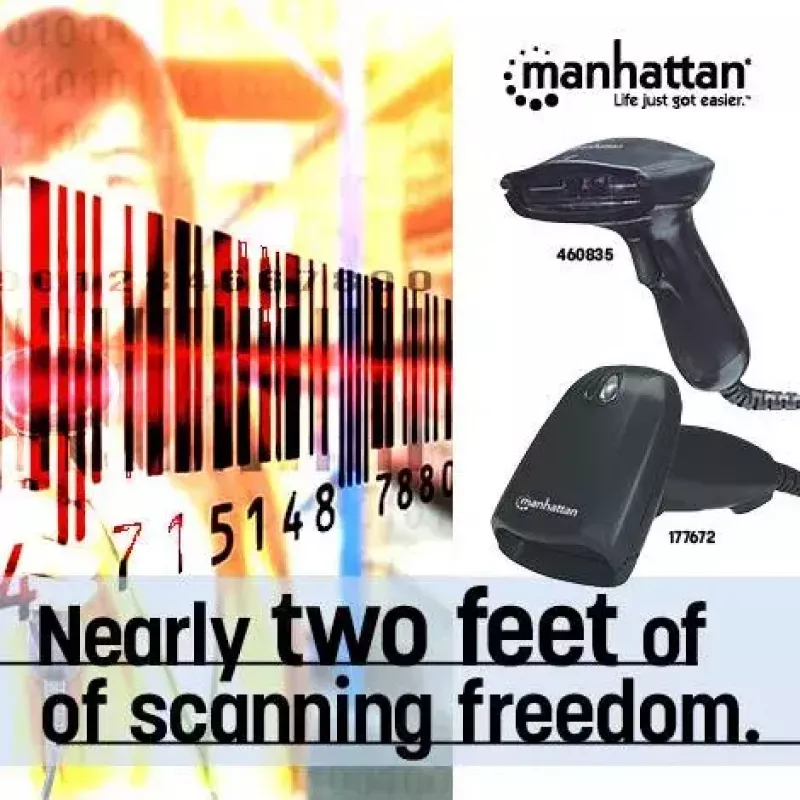 Nešiojamas brūkšninių kodų skaitytuvas Manhattan Long Range CCD