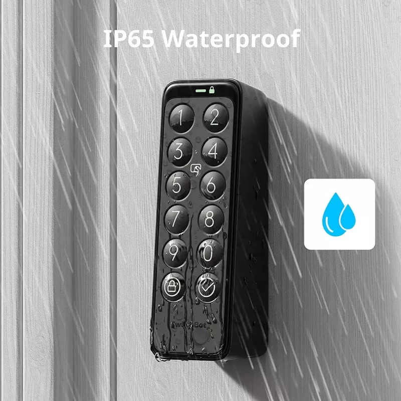 Išmaniųjų durų spyna SwitchBot Keypad Touch – kodas ir pirštų atspaudai, juoda, CR123A baterijos, belaidė, 38×36×112 mm
