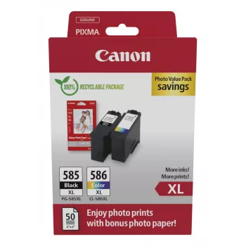 Canon PG-585XL/CL-586 PVP rašalo kasetės 2 vnt. Originalus didelės talpos juoda, žydra, purpurinė, geltona