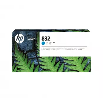 Kasetė rašalo HP 832 Cyan 1 L, latekso pagrindu, 1000 ml, vienetinis paketas