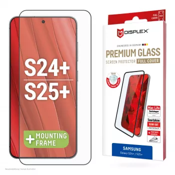 Displex Full Cover apsauginis stiklas (10H) Samsung Galaxy S24+/S25+, Eco montavimo rėmelis, pilnas padengimas