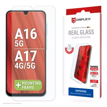Displex Screen Protector (10H), skirtas Samsung Galaxy A17 (4G/5G)/A16, su Eco montavimo rėmeliu, atsparus įbrėžimams