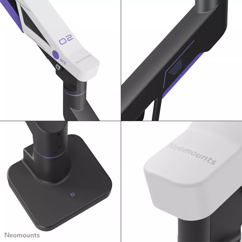 Neomounts DS70-256BL1 žaidimų monitoriaus ranka 24–57 colių ekranams, dujinė spyruoklė, Topfix, 30 kg talpa, VESA 75–200 mm