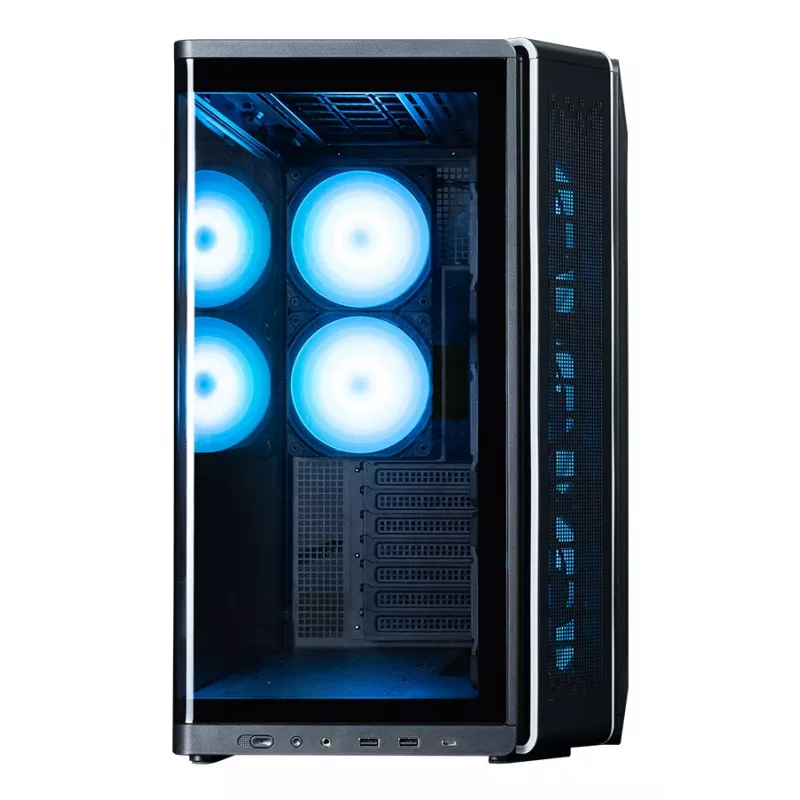 ZALMAN P60 BLACK Midi Tower kompiuterio korpusas – ATX/Mini-ITX, grūdintas stiklas, 3x120mm šoniniai + 2x120mm galiniai ventiliatoriai, 290×475×478 mm