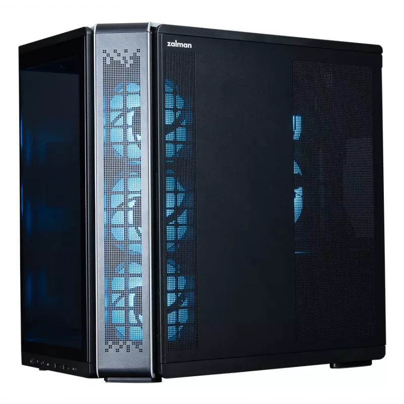 ZALMAN P60 BLACK Midi Tower kompiuterio korpusas – ATX/Mini-ITX, grūdintas stiklas, 3x120mm šoniniai + 2x120mm galiniai ventiliatoriai, 290×475×478 mm