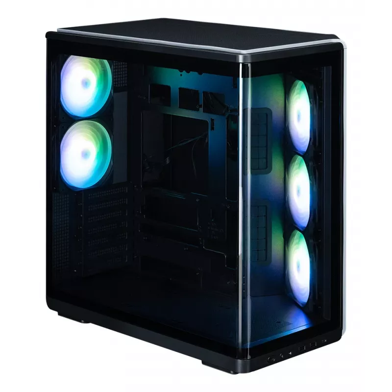 ZALMAN P60 BLACK Midi Tower kompiuterio korpusas – ATX/Mini-ITX, grūdintas stiklas, 3x120mm šoniniai + 2x120mm galiniai ventiliatoriai, 290×475×478 mm