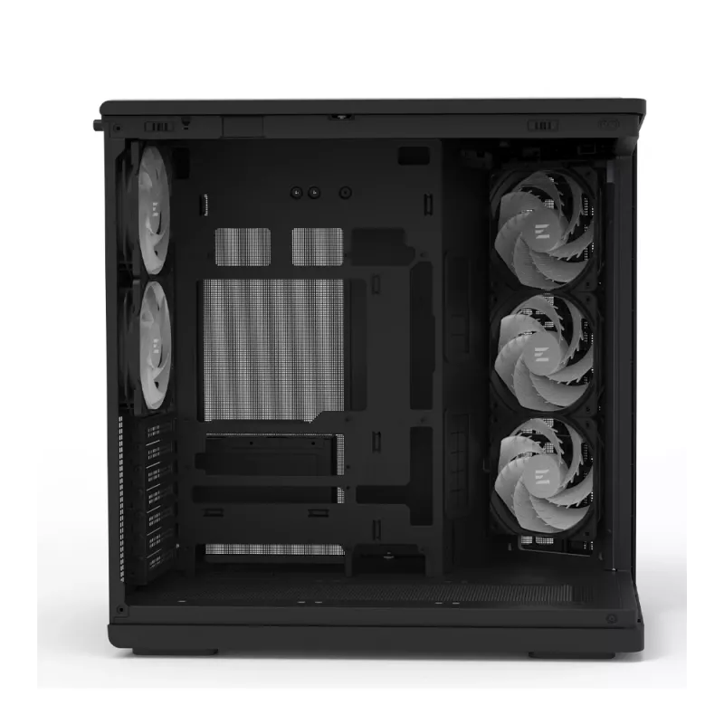 ZALMAN P60 BLACK Midi Tower kompiuterio korpusas – ATX/Mini-ITX, grūdintas stiklas, 3x120mm šoniniai + 2x120mm galiniai ventiliatoriai, 290×475×478 mm