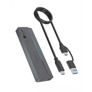 ICY BOX išorinis M.2 SATA/NVMe SSD korpusas su USB 3.2 Gen 2 Type-C ir RGB apšvietimu
