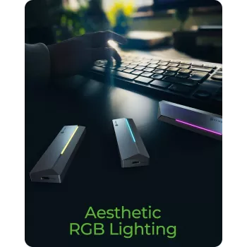 ICY BOX išorinis M.2 SATA/NVMe SSD korpusas su USB 3.2 Gen 2 Type-C ir RGB apšvietimu