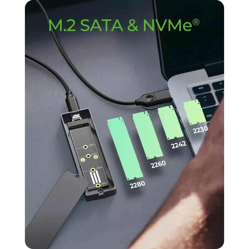 ICY BOX išorinis M.2 SATA/NVMe SSD korpusas su USB 3.2 Gen 2 Type-C ir RGB apšvietimu