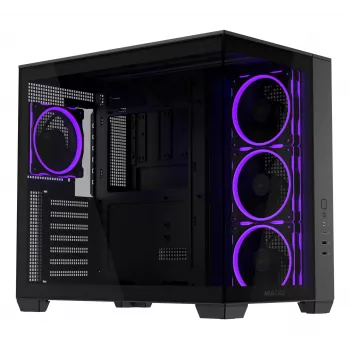 ASUS A32 PLUS ATX kompiuterio korpusas, juodas – grūdintas stiklas, RGB ventiliatoriai, USB-C, tinka ATX/Micro-ATX/Mini-ITX