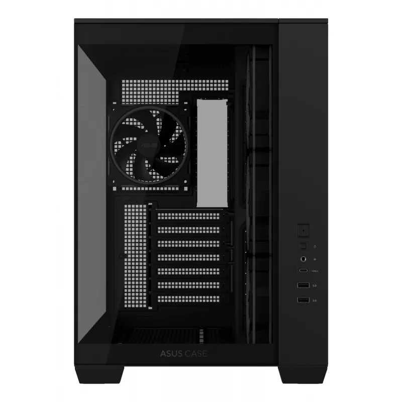 ASUS A32 PLUS ATX kompiuterio korpusas, juodas – grūdintas stiklas, RGB ventiliatoriai, USB-C, tinka ATX/Micro-ATX/Mini-ITX