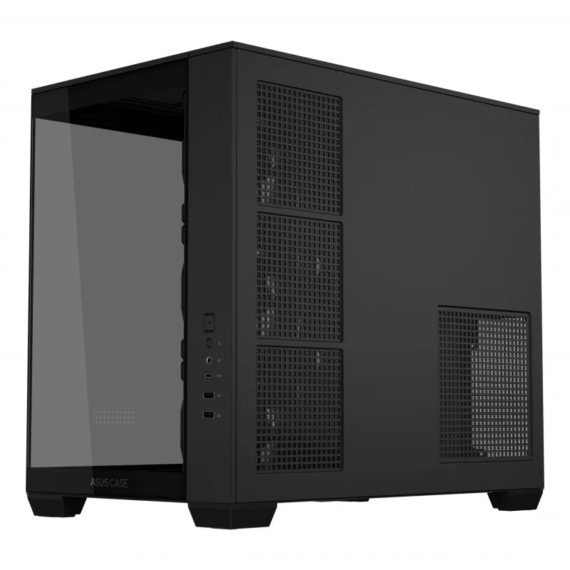 ASUS A32 PLUS ATX kompiuterio korpusas, juodas – grūdintas stiklas, RGB ventiliatoriai, USB-C, tinka ATX/Micro-ATX/Mini-ITX