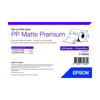 Epson 7113410 balti lipnūs etikečių ritiniai, 10,2 x 5,1 cm, 535 vnt./ritinyje, 9630 vnt./pak.