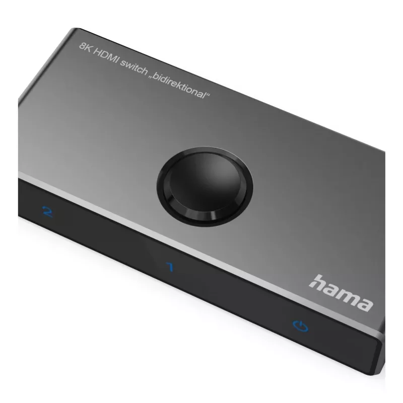 HAMA 8K HDMI dvikryptis jungiklis — 1 įėjimas 2 išėjimai / 2 įėjimai 1 išėjimas, modelis 00205324