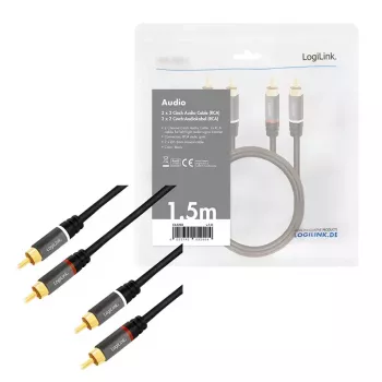 Audio kabelis LogiLink CA1203 1,5 m 2xRCA juodas
