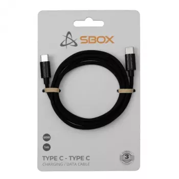 SBOX USB Type-C kabelis USB-C -> USB-C 1 m Juodas 60 W