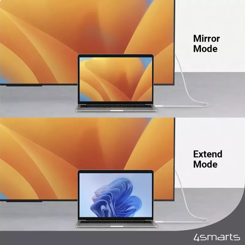 HDMI kabelis 4smarts 540955 2 m USB-C HDMI Type A baltas
